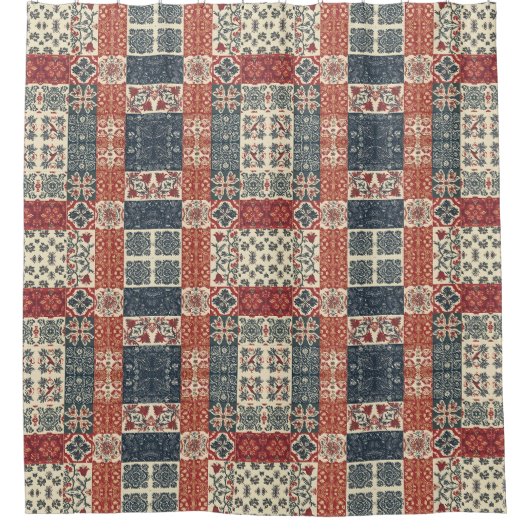 コテージキルト シャワーカーテン (正面)