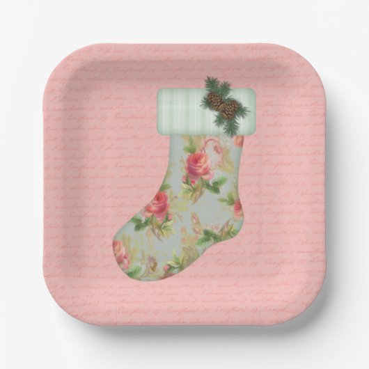 コテージクリスマスストッキング紙プレート ペーパープレート (正面)