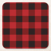 コテージクリスマスレッドバッファローランバージャックプレイド スクエアペーパーコースター (正面)