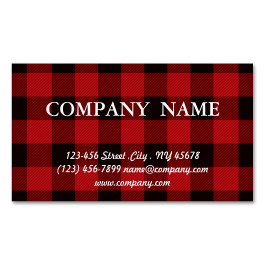 コテージクリスマスレッドバッファローランバージャックプレイド マグネット名刺 (正面)