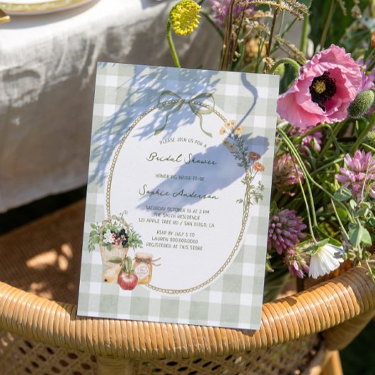 コテージグリーンギンガムのブライズシャワー 招待状