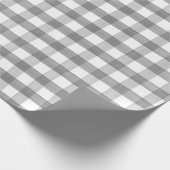 コテージグレイ白水色バッファローチェックギフト ラッピングペーパー (角)