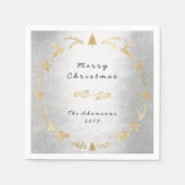 コテージグレーシルバーグラム金ゴールドクリスマス スタンダードカクテルナプキン (正面)