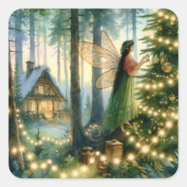 コテージコアお洒落クリスマス スクエアシール