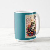 コテージコアかわいいカエルとキノコ コーヒーマグカップ (正面右)