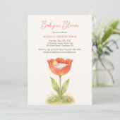 コテージコアな赤ちゃんのお祝いにぴったりな「Baby in Bloom」デザイン 招待状 (スタンド正面)
