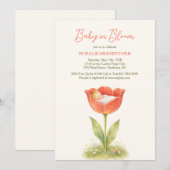コテージコアな赤ちゃんのお祝いにぴったりな「Baby in Bloom」デザイン 招待状 (正面/裏面)