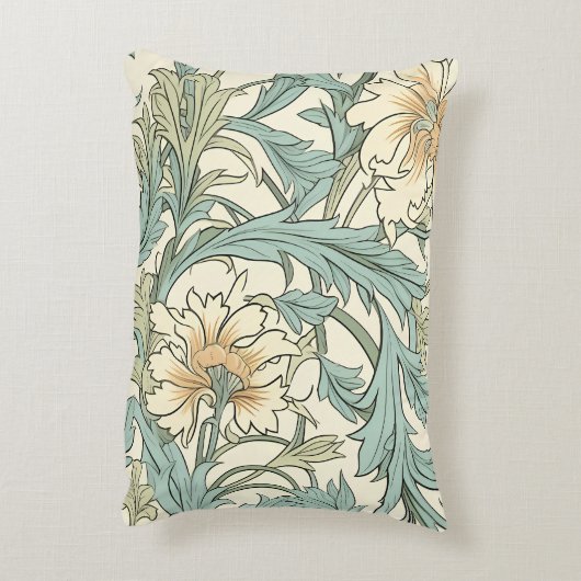 コテージコアのアートワーク自然な花のパターンBeige アクセントクッション (裏面(縦))