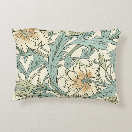 コテージコアのアートワーク自然な花のパターンBeige アクセントクッション (裏面)