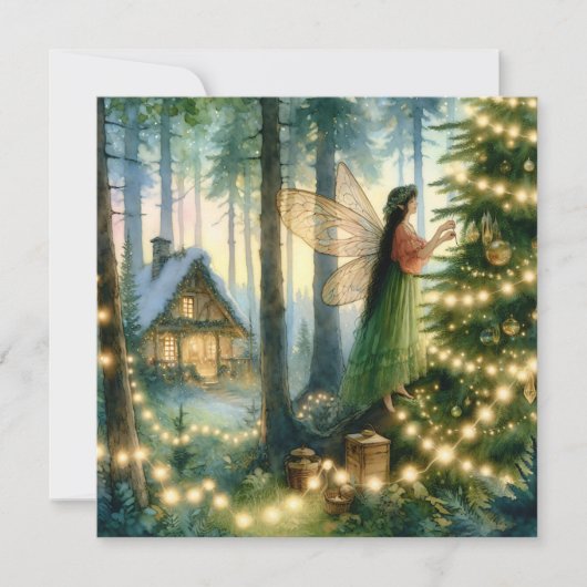 コテージコアの幻想的なクリスマス シーズンカード (正面)