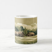 コテージコアの田舎のコテージ、農場、牧草地 コーヒーマグカップ (中央)