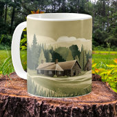 コテージコアの田舎のコテージ、農場、牧草地 コーヒーマグカップ