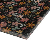 コテージコアの花の感謝祭ブラック カッティングボード (角)