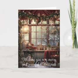 コテージコアの雪のクリスマス サンキューカード