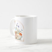 コテージコアの鳥、キノコと蝶 コーヒーマグカップ (正面左)