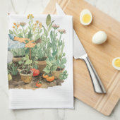 コテージコアウォーターカラーガーデンガールタオル キッチンタオル (四つ折り)