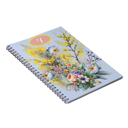 コテージコアウォーター春の花ブーケ ノートブック (右側)