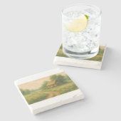 コテージコアウォーター素朴カラーコテージシーン ストーンコースター (横)