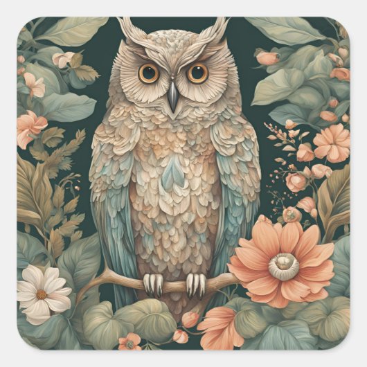 コテージコアウクロウかわいい スクエアシール (正面)