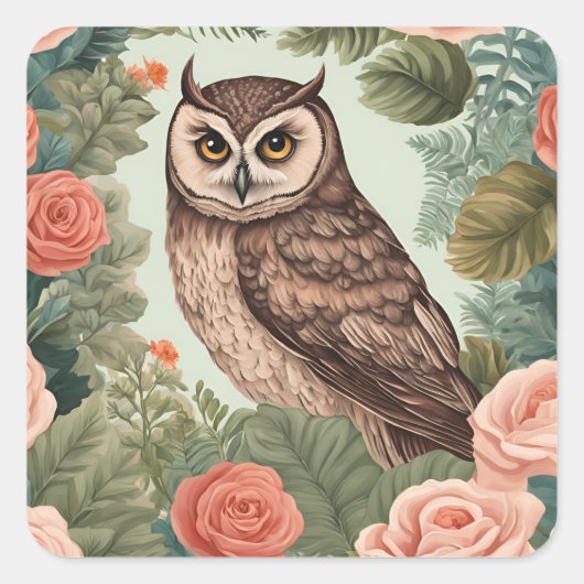 コテージコアウクロウかわいい スクエアシール (正面)