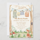 コテージコアウッドランド服キツネキノコ男の赤ちゃん 招待状 (正面)