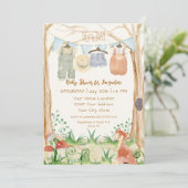 コテージコアウッドランド服キツネキノコ男の赤ちゃん 招待状 (スタンド正面)