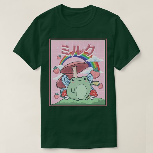 コテージコアエステティックかわいいフェアリーカエル茶ムスロ Tシャツ (デザイン正面)