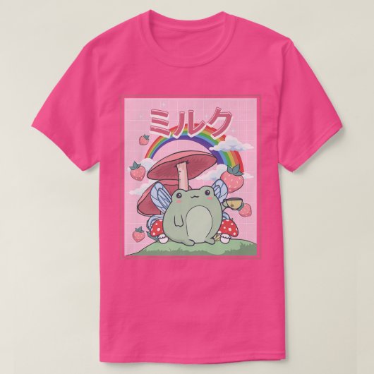 コテージコアエステティックかわいいフェアリーカエル茶ムスロ Tシャツ (デザイン正面)