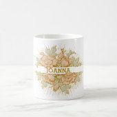 コテージコアエレガントヴィンテージフローラデザインマグ コーヒーマグカップ (中央)