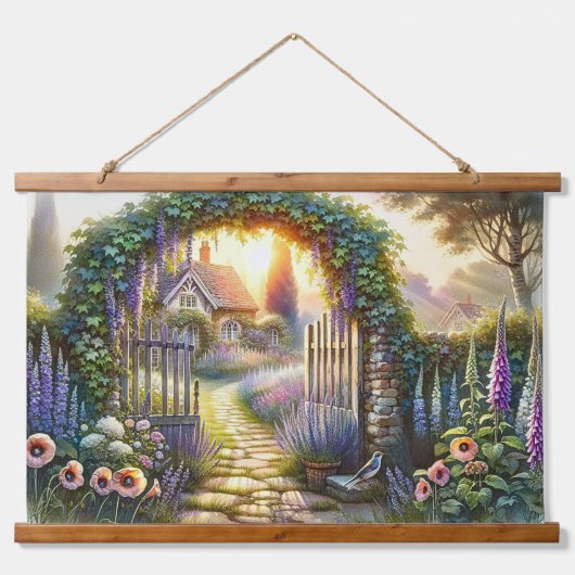 コテージコアエンチャントガーデンパスウェイ 吊り下げ型タペストリー (正面)