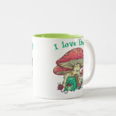 コテージコアカエル編み物アンダーマッシュルーム ツートーンマグカップ (正面右)