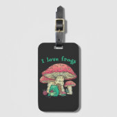 コテージコアカエル編み物アンダーマッシュルーム ラゲッジタグ (正面縦)