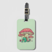 コテージコアカエル編み物アンダーマッシュルーム ラゲッジタグ (正面縦)