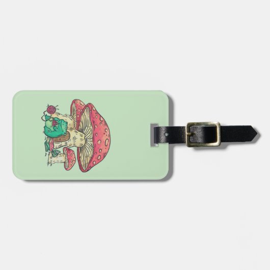 コテージコアカエル編み物アンダーマッシュルーム ラゲッジタグ (正面横)