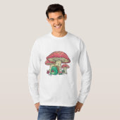 コテージコアカエル編み物アンダーマッシュルーム Tシャツ (正面フル)