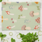 コテージコアカラフルマッシュルームパターン キッチンタオル (折り畳み)