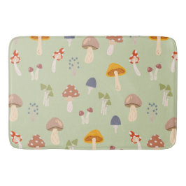 コテージコアカラフルマッシュルームパターン バスマット