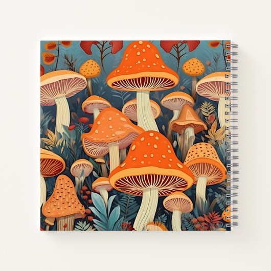 コテージコアカラフルマッシュルームパーソナライズされたスケッチ ノートブック (裏面)