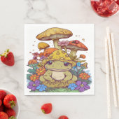 コテージコアガエルの花キノコ スタンダードランチョンナプキン (インサイチュ)