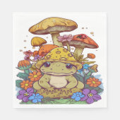 コテージコアガエルの花キノコ スタンダードランチョンナプキン (正面)