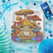 コテージコアガエルの花キノコ ペーパープレート (パーティー)