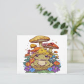 コテージコアガエルの花キノコ ポストカード (スタンド正面)