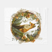 コテージコアキツネヴィンテージ フリースブランケット (正面(横))