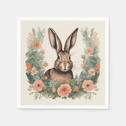 コテージコアキュートうさぎ スタンダードカクテルナプキン (正面)