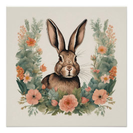 コテージコアキュートうさぎ ポスター