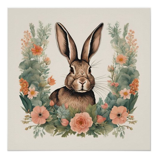 コテージコアキュートうさぎ ポスター (正面)