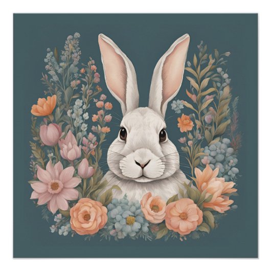 コテージコアキュートうさぎ ポスター (正面)