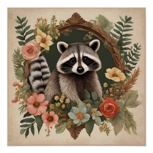 コテージコアキュートラクーン ポスター (正面)