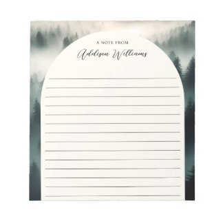 コテージコアグリーンウォーターカラーフォレパーソナライズされたスト ノートパッド