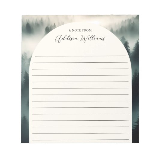 コテージコアグリーンウォーターカラーフォレパーソナライズされたスト ノートパッド (正面)